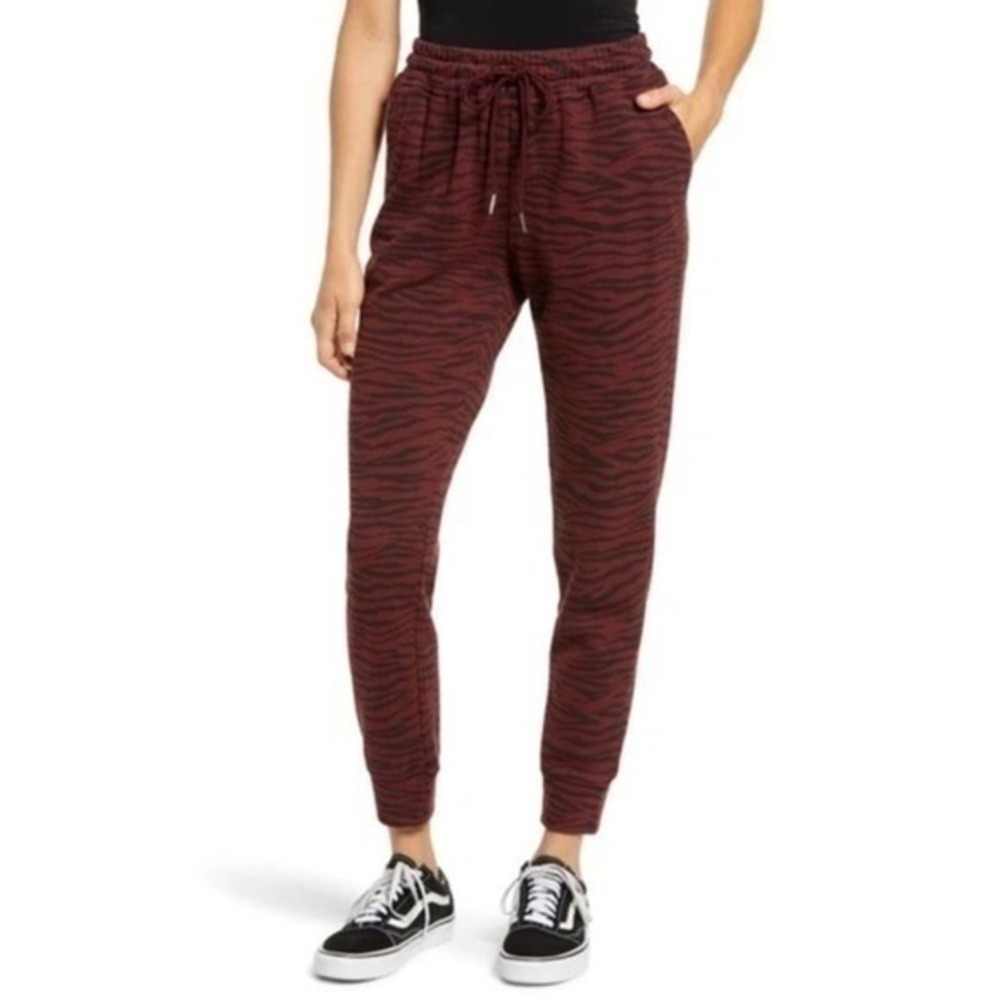 Pistola Black Red Cherry Tiger Print Drawstring Lounge Sweatpants Size Small NWT